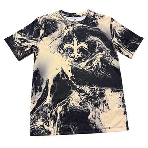 NFL Youth Black and Gold Marble Fleur-de-Lis Tee